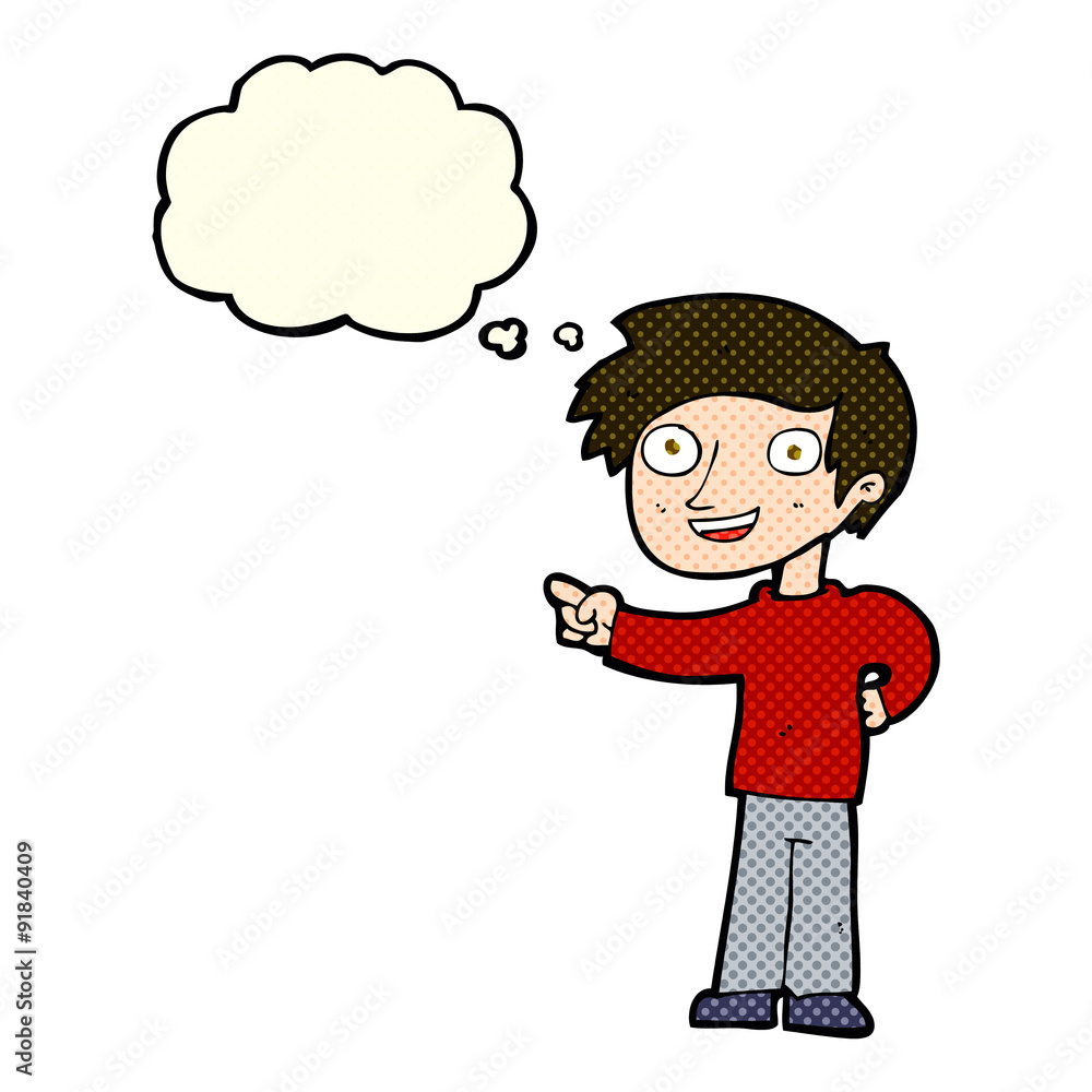 cartoon man pointing with thought bubble cartoon man pointing with thought bubble