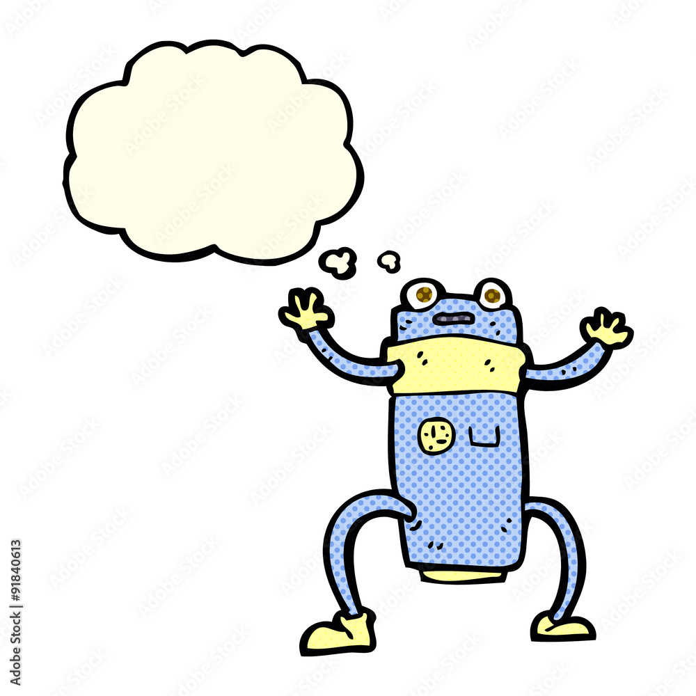 cartoon robot with thought bubble