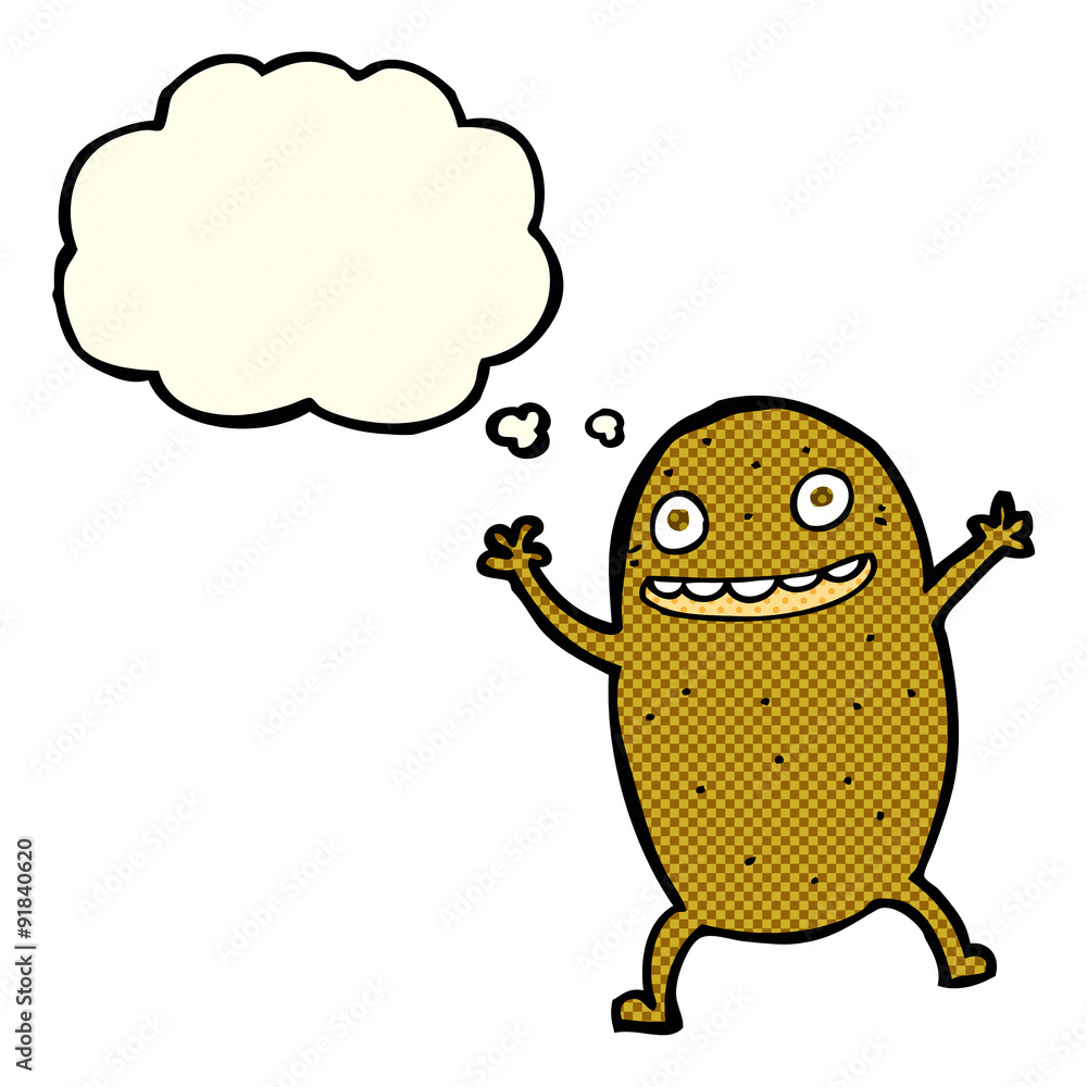 cartoon happy potato with thought bubble cartoon happy potato with thought bubble