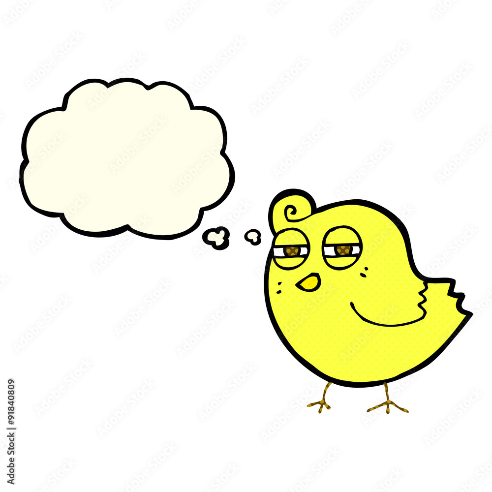 funny cartoon bird with thought bubble funny cartoon bird with thought bubble
