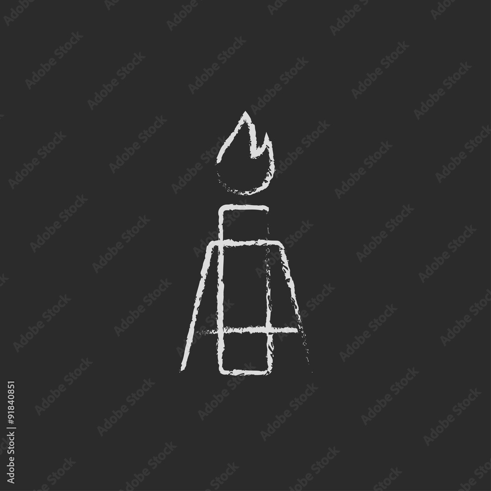 Naklejka premium Gas flare icon drawn in chalk.