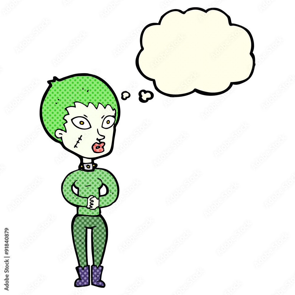 cartoon zombie girl with thought bubble cartoon zombie girl with thought bubble