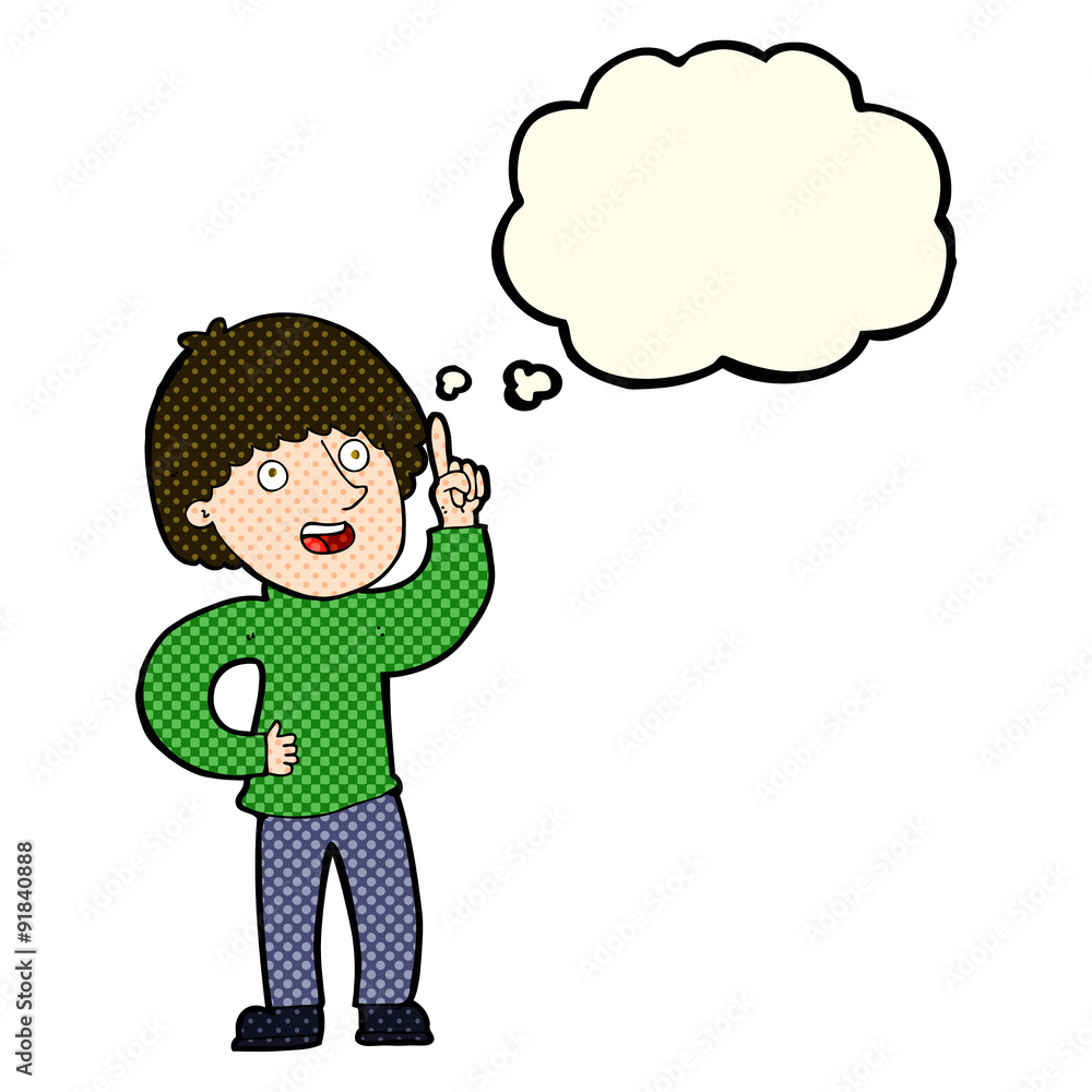 cartoon man with idea with thought bubble cartoon man with idea with thought bubble