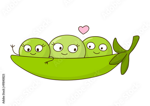 Cute peas isolated on white