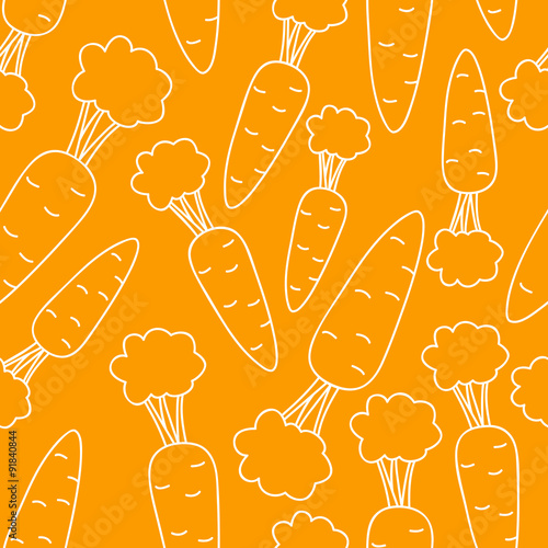 Seamless pattern with doodle carrots 