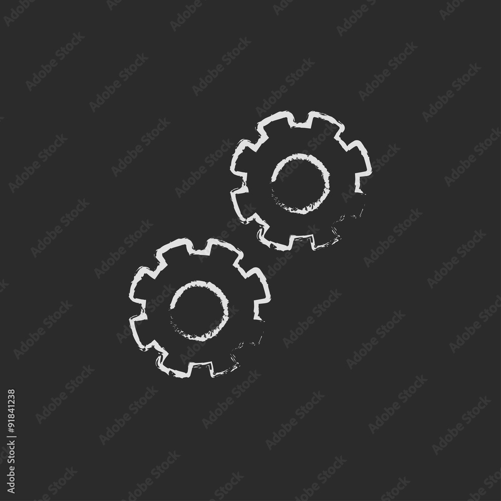 Gears icon drawn in chalk. Gears icon drawn in chalk.