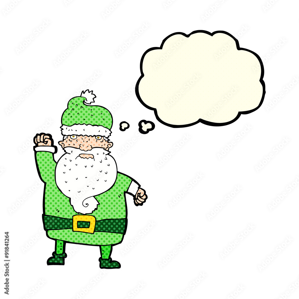 Fototapeta premium cartoon angry santa claus with thought bubble