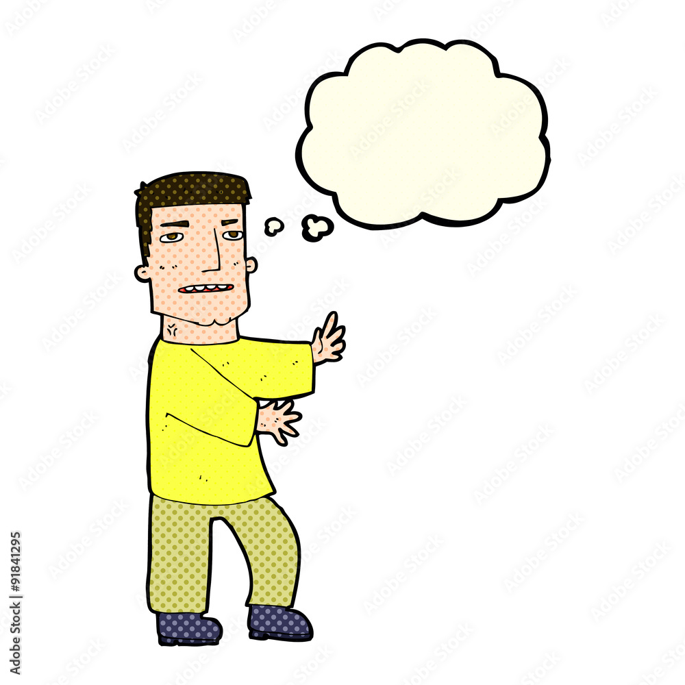 cartoon man gesturing with thought bubble cartoon man gesturing with thought bubble