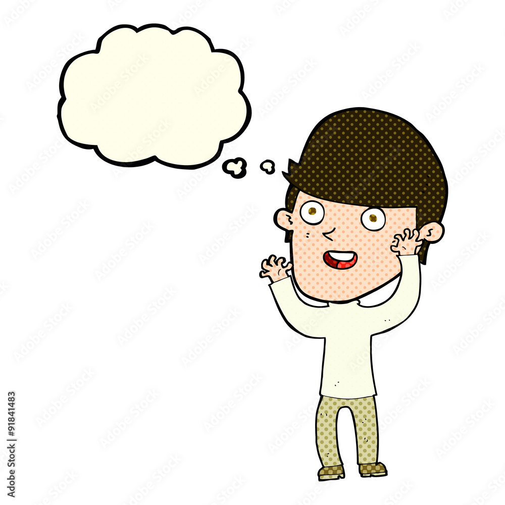 cartoon happy man with thought bubble cartoon happy man with thought bubble