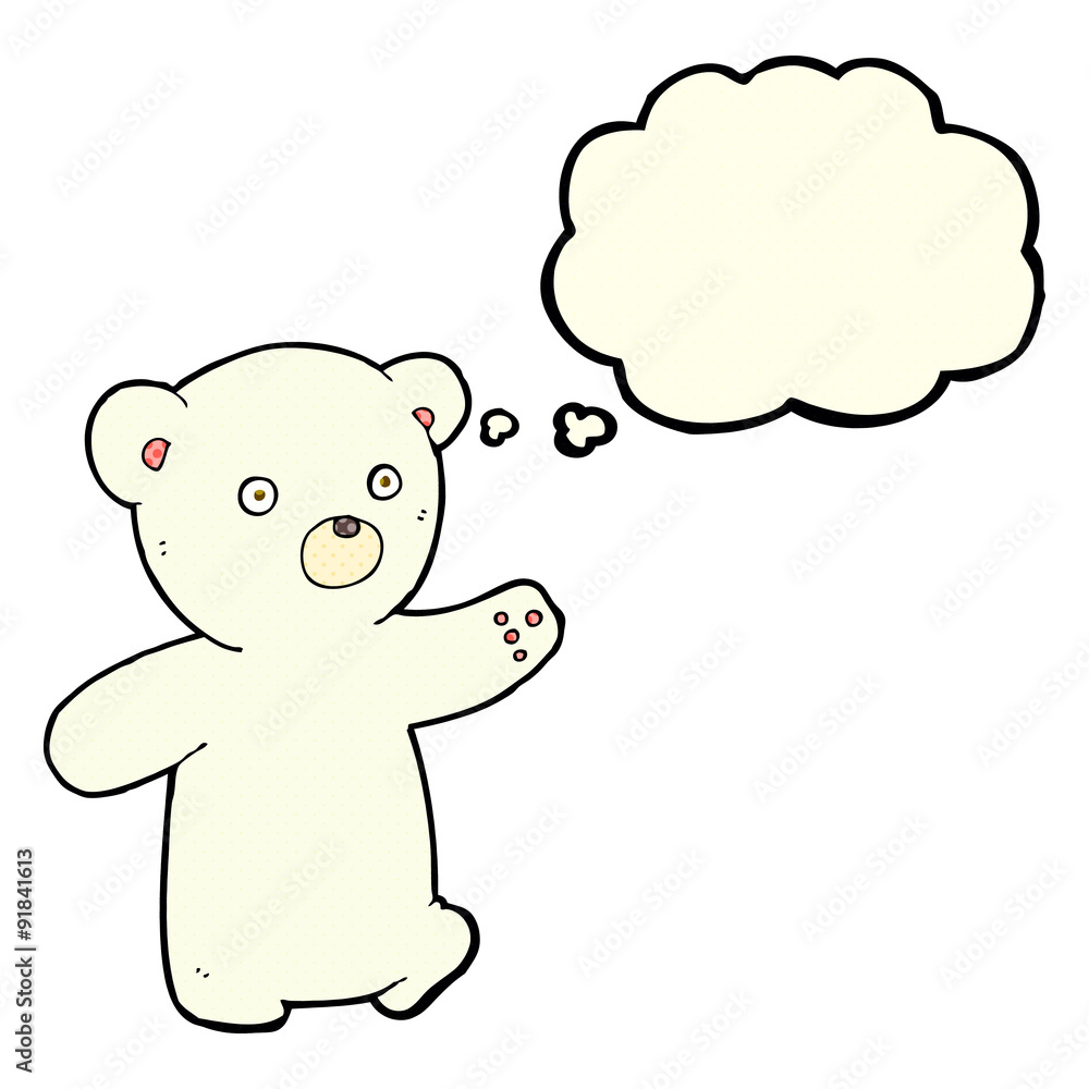 Fototapeta premium cartoon polar bear cub with thought bubble