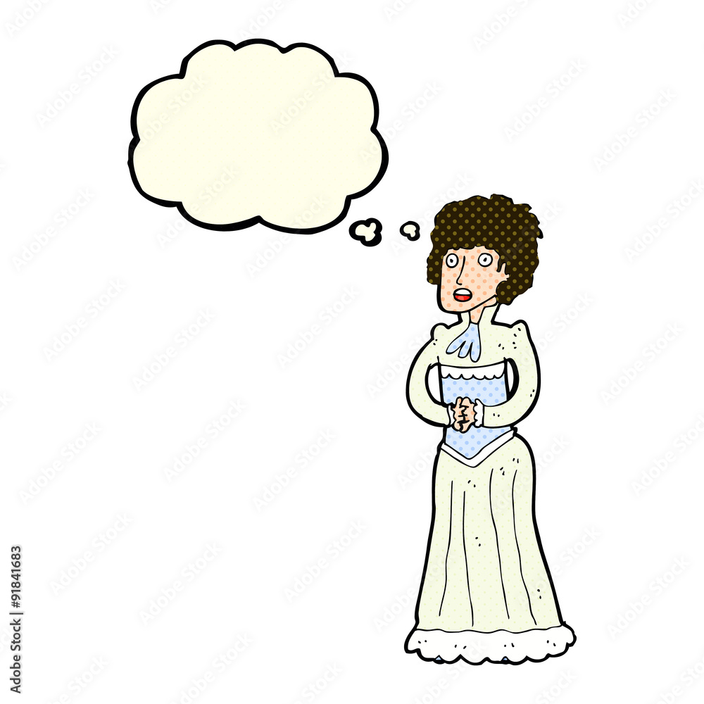 cartoon shocked victorian woman with thought bubble cartoon shocked victorian woman with thought bubble