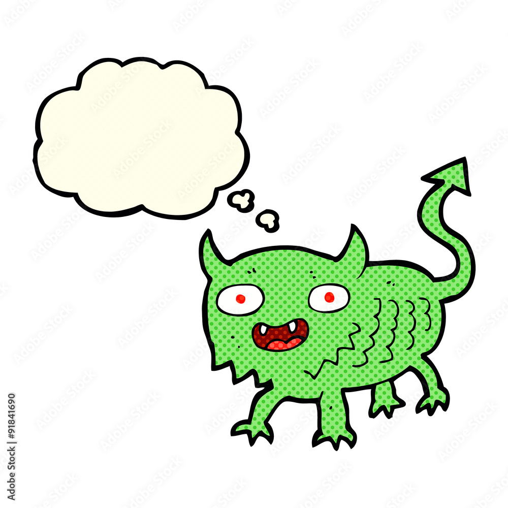 cartoon little demon with thought bubble cartoon little demon with thought bubble