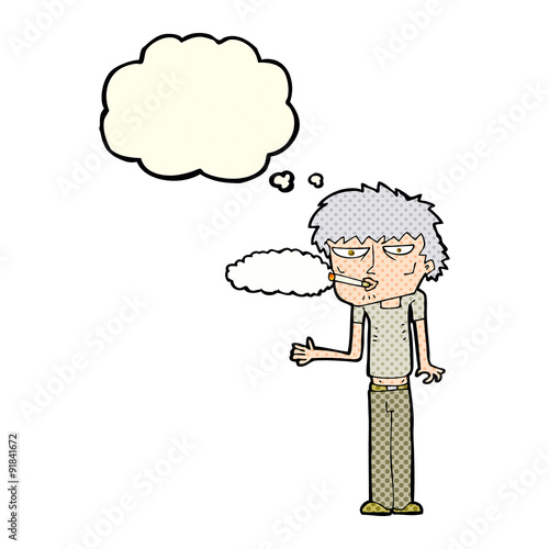 cartoon smoker with thought bubble