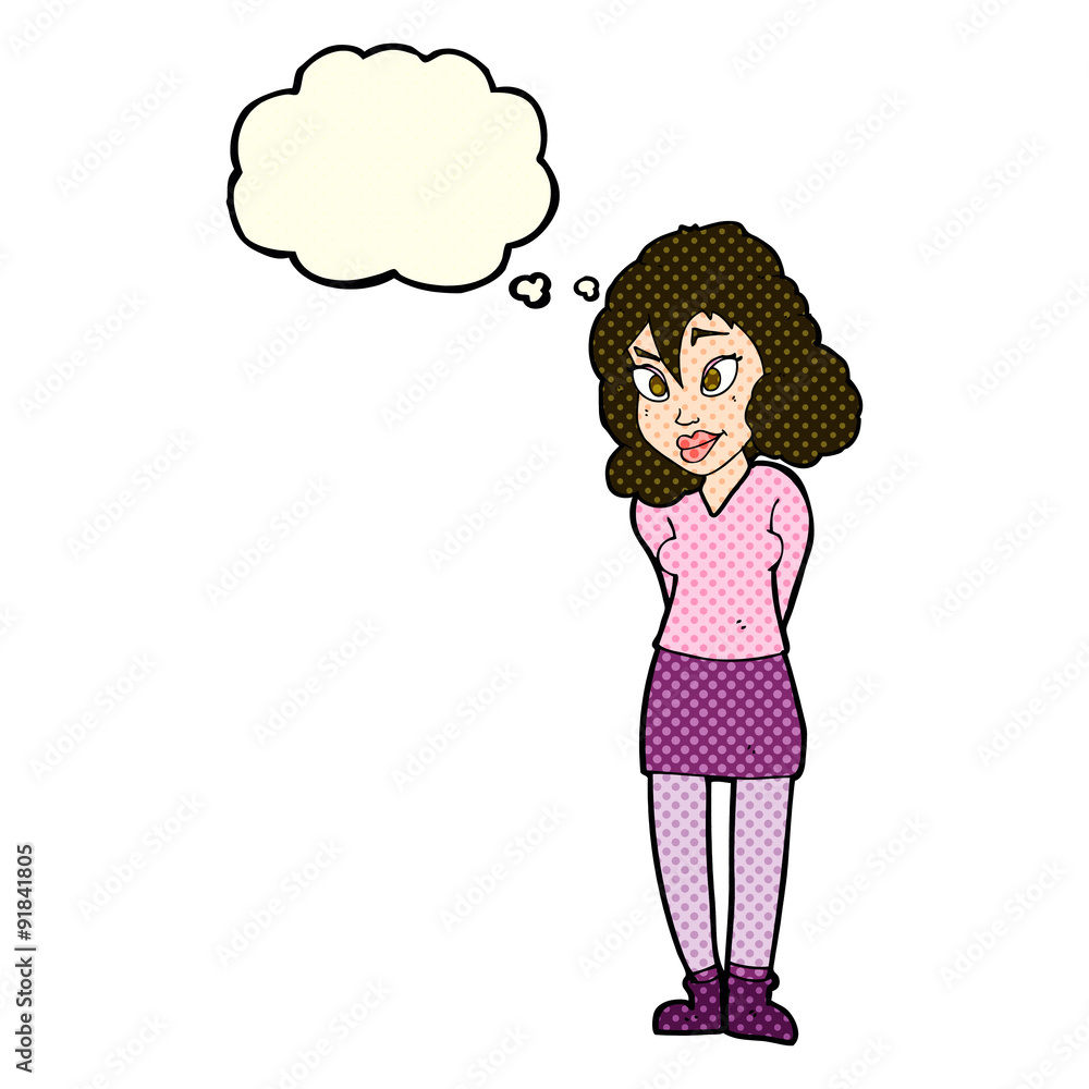 cartoon confused woman with thought bubble cartoon confused woman with thought bubble
