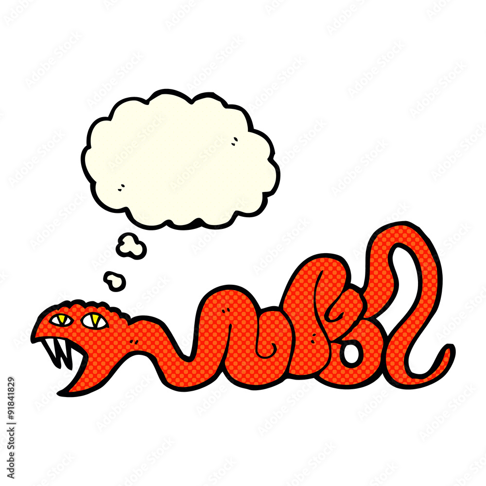 Obraz premium cartoon snake with thought bubble