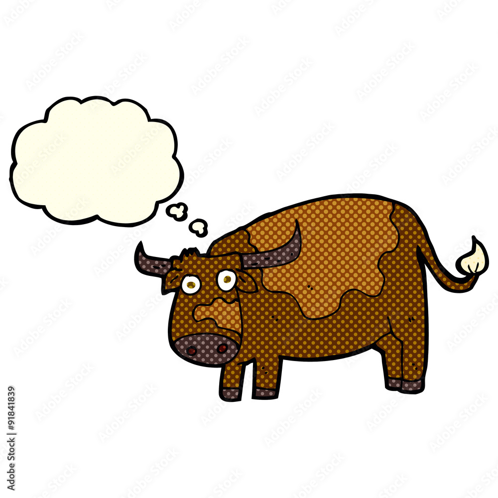 Obraz premium cartoon cow with thought bubble