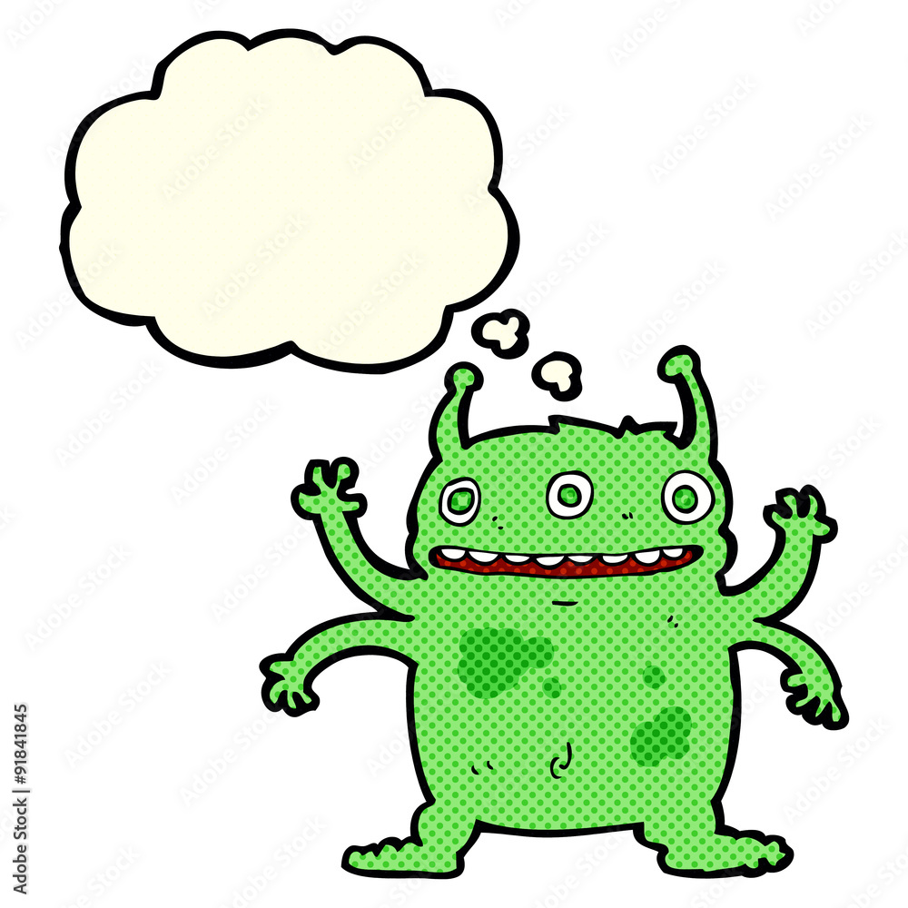 cartoon alien monster with thought bubble cartoon alien monster with thought bubble