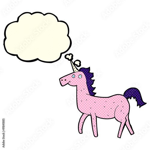 cartoon unicorn with thought bubble