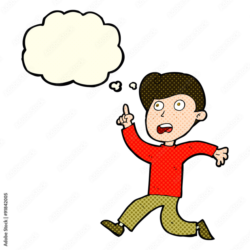 cartoon boy panicking with thought bubble cartoon boy panicking with thought bubble