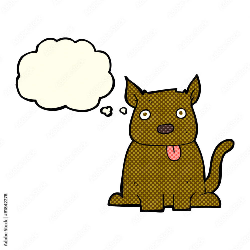 cartoon dog sticking out tongue with thought bubble cartoon dog sticking out tongue with thought bubble
