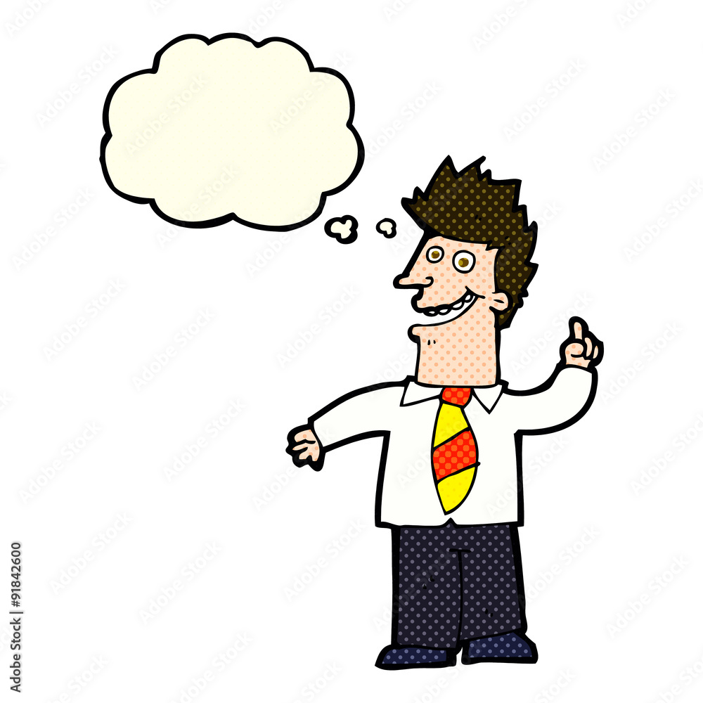 cartoon man with good idea with thought bubble cartoon man with good idea with thought bubble