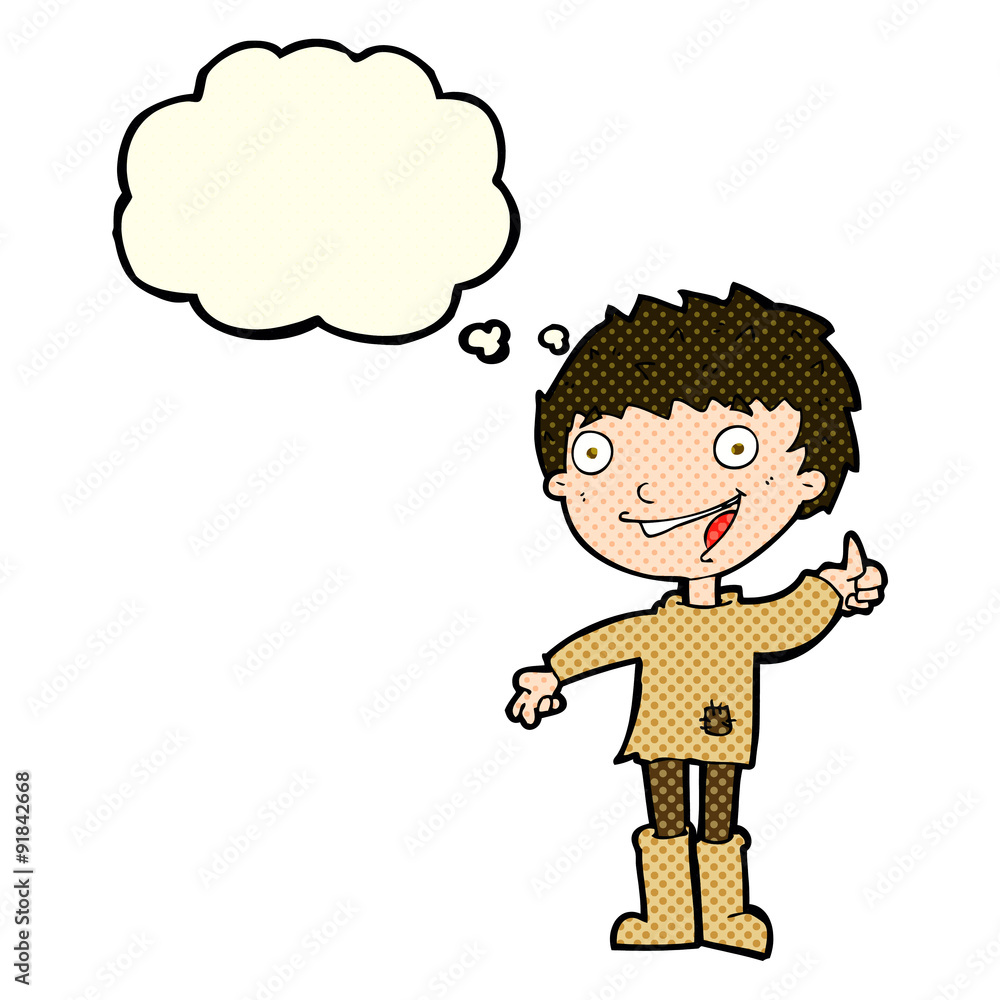 cartoon excited boy with thought bubble cartoon excited boy with thought bubble