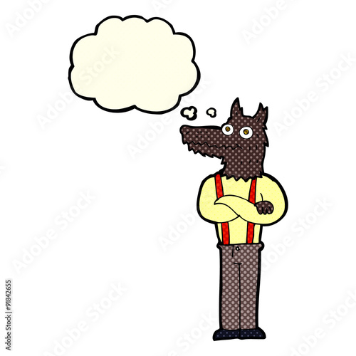 cartoon funny werewolf with thought bubble