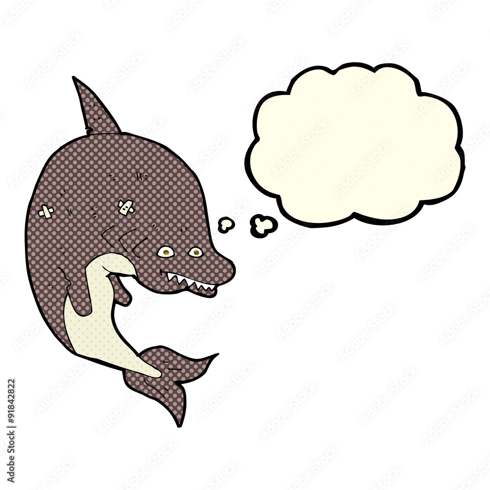 cartoon shark with thought bubble cartoon shark with thought bubble