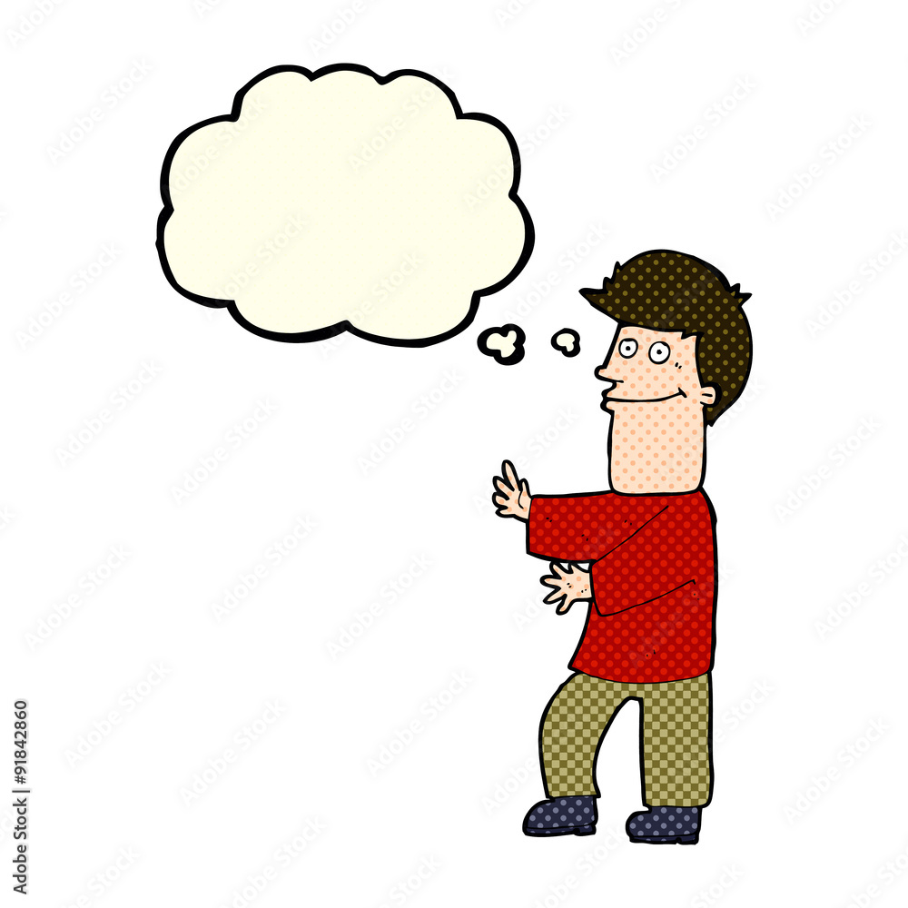 cartoon man gesturing with thought bubble cartoon man gesturing with thought bubble