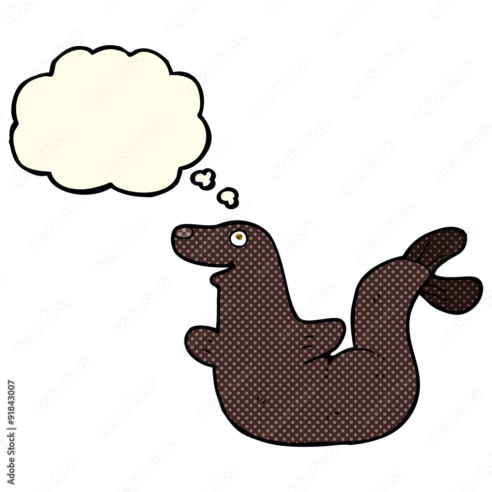 cartoon seal with thought bubble cartoon seal with thought bubble