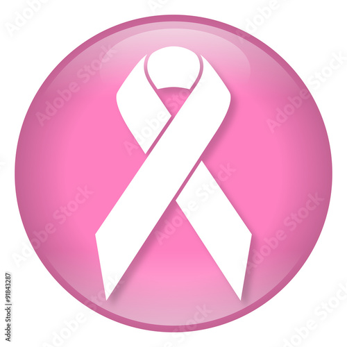 Runder Button: Awareness Ribbon / Brustkrebs, Krebs / Schleife / rosa, pink, Vektor, freigestellt