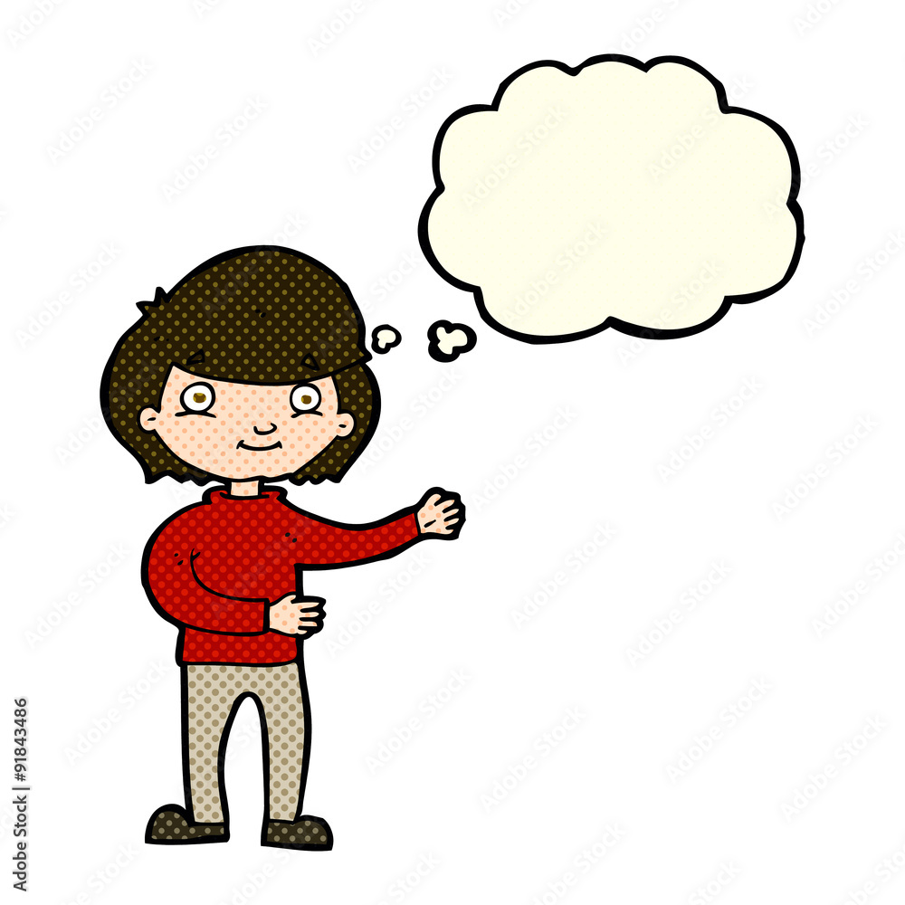 cartoon happy person with thought bubble cartoon happy person with thought bubble