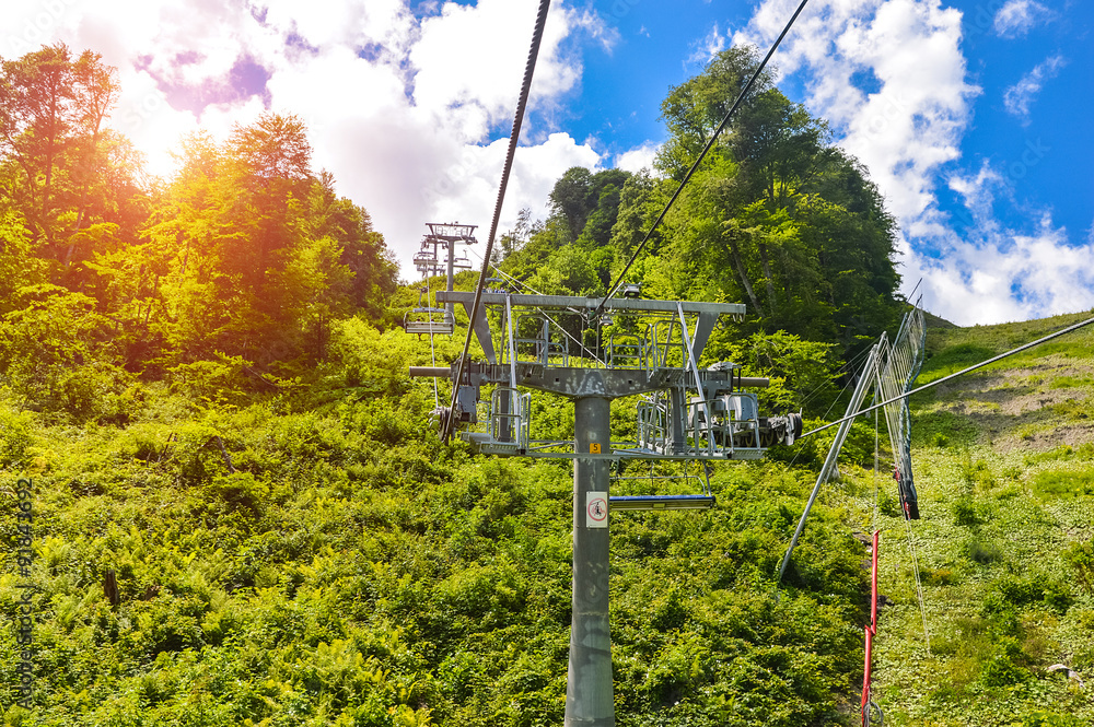 Fototapeta premium Sochi, Krasnaya Polyana. Cableway in the mountains