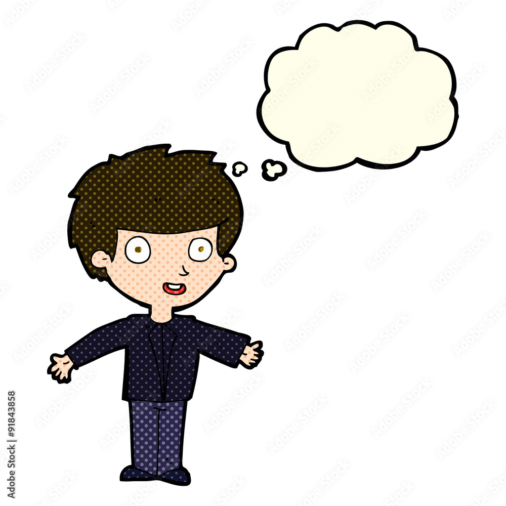 cartoon happy boy with thought bubble cartoon happy boy with thought bubble