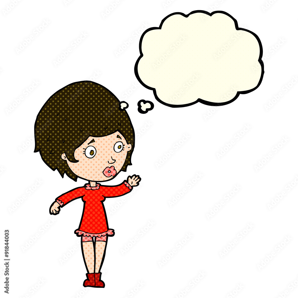 cartoon pretty woman with thought bubble cartoon pretty woman with thought bubble