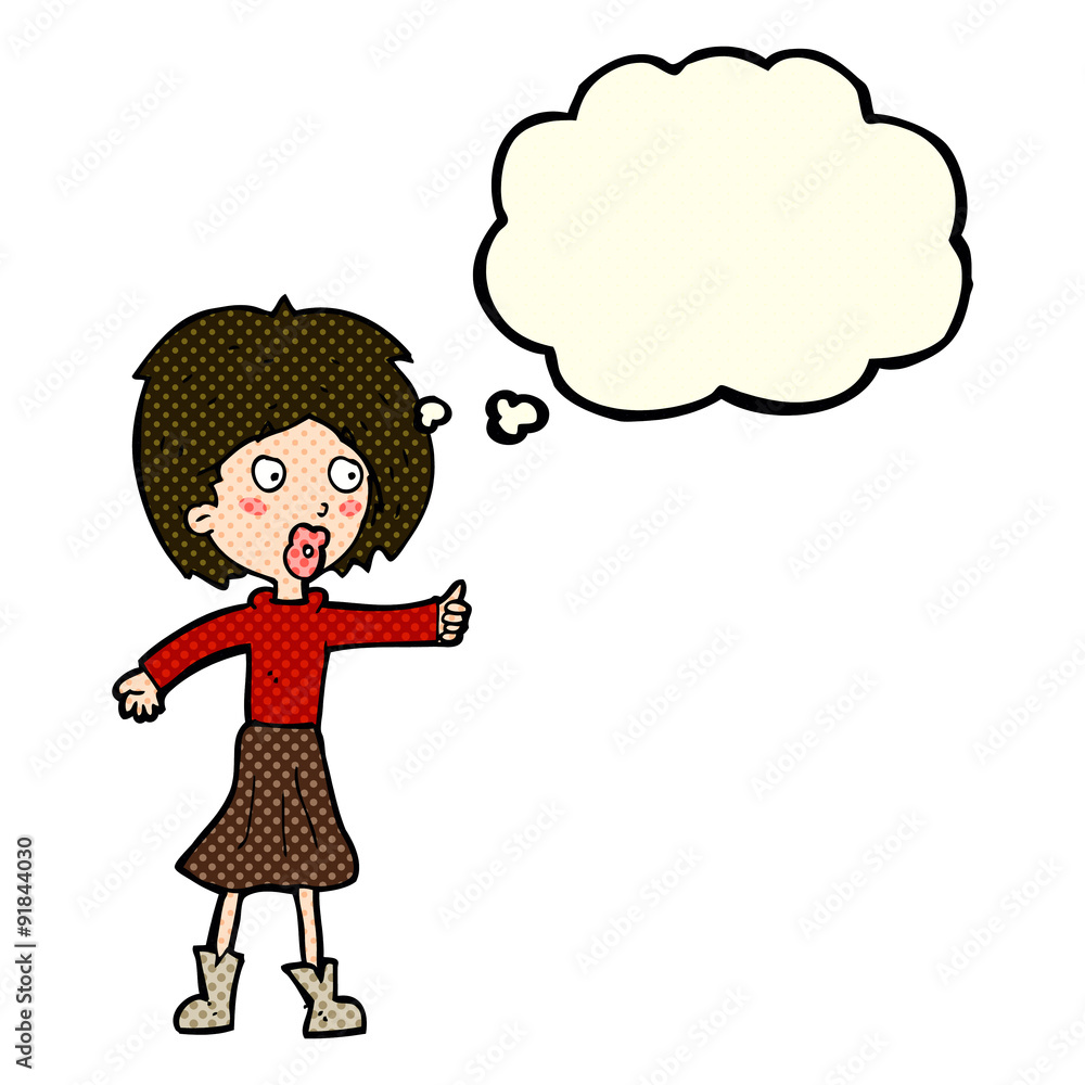 cartoon woman with thought bubble cartoon woman with thought bubble