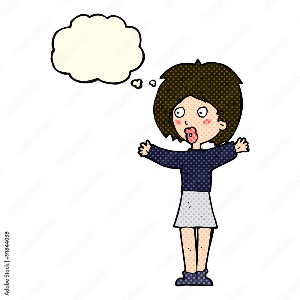 cartoon worried woman with thought bubble cartoon worried woman with thought bubble