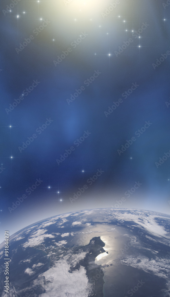 Earth with starry background. Earth with starry background.