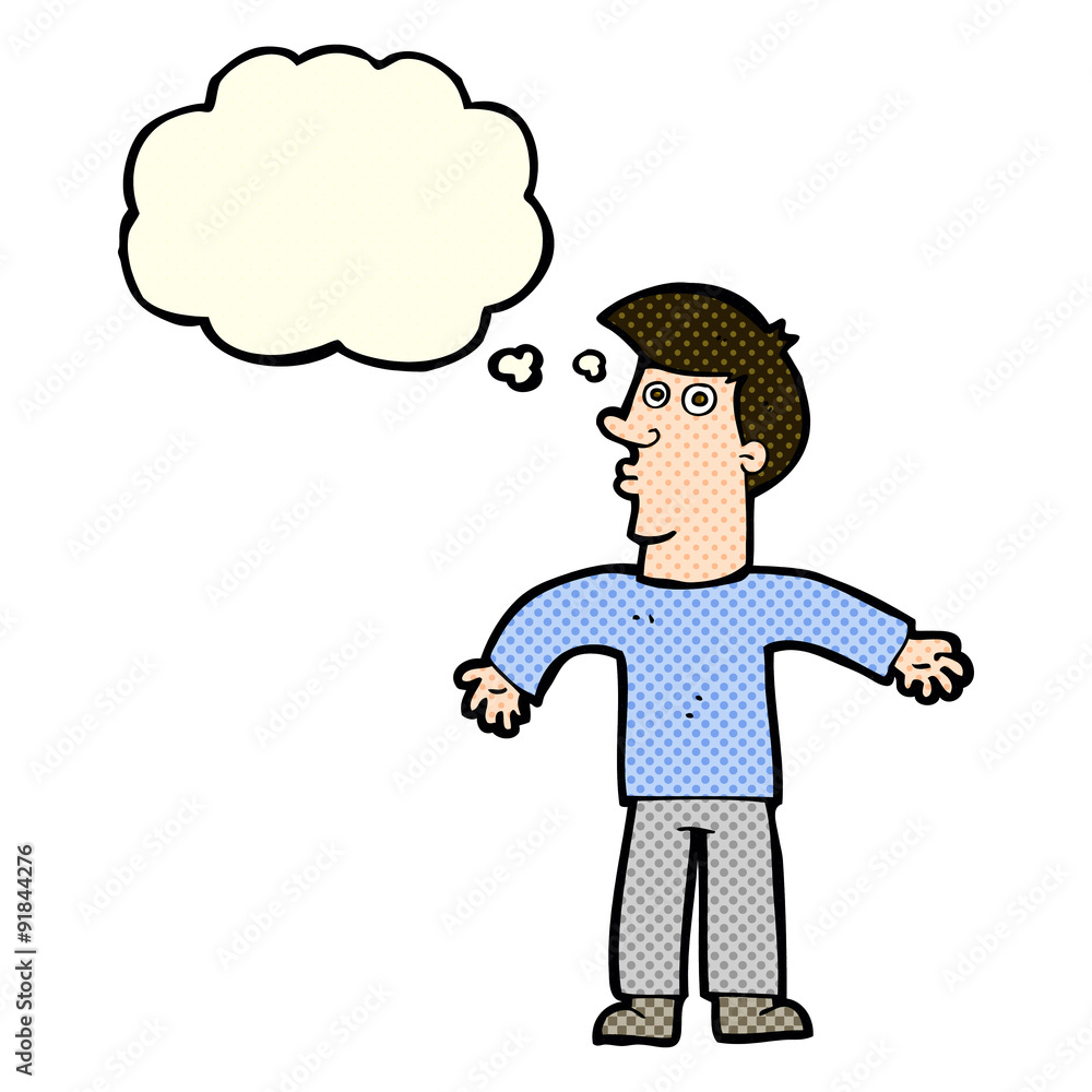 cartoon man shrugging shoulders with thought bubble cartoon man shrugging shoulders with thought bubble