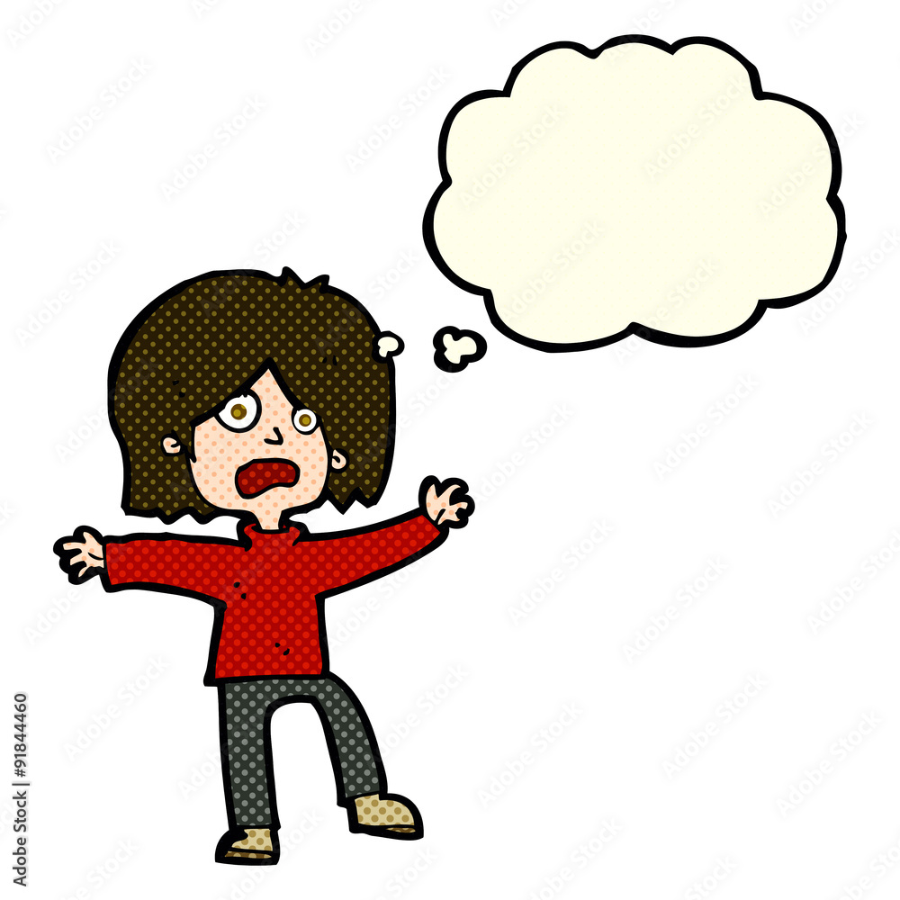 cartoon scared person with thought bubble cartoon scared person with thought bubble