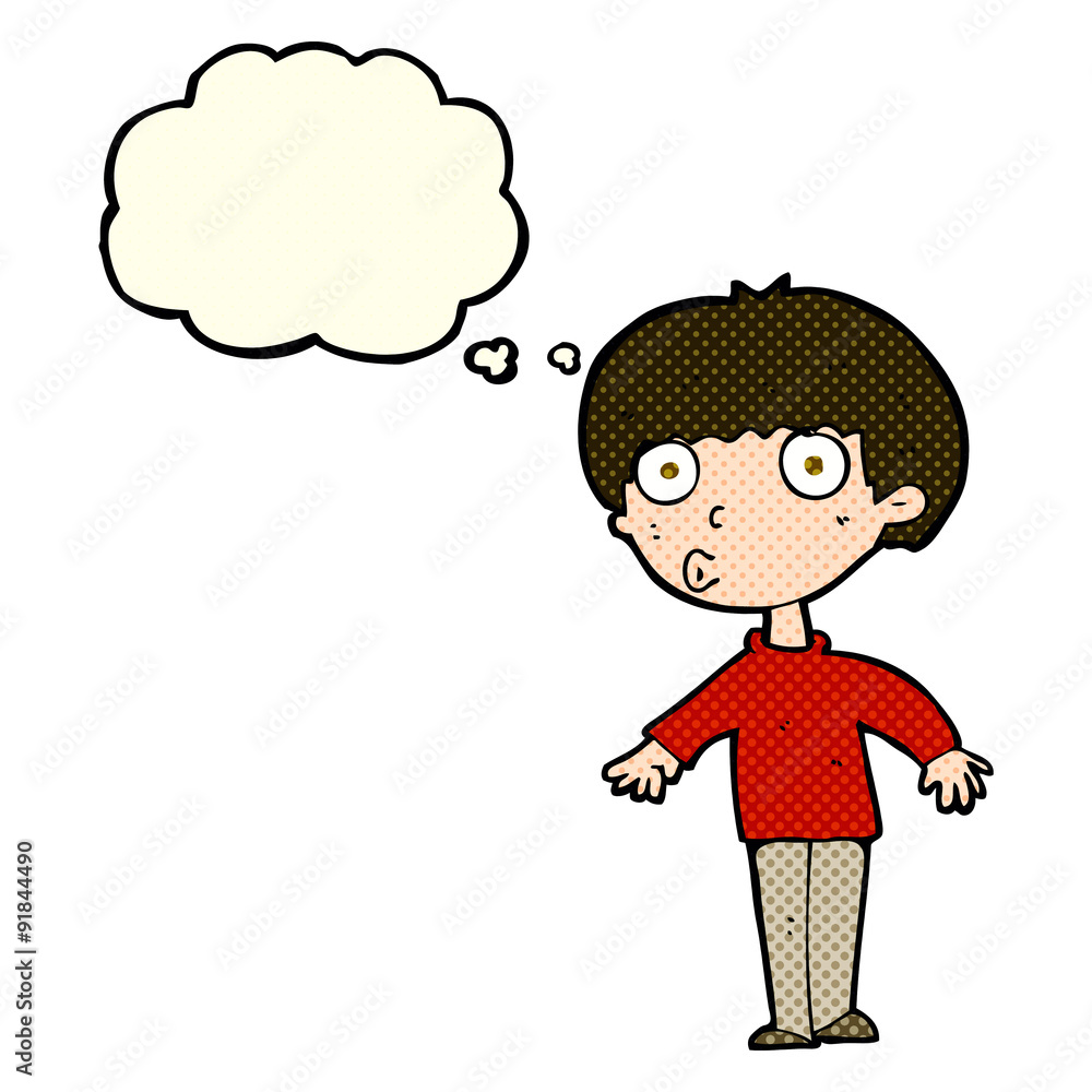 cartoon surprised boy with thought bubble cartoon surprised boy with thought bubble