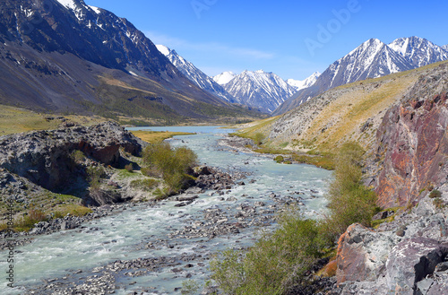 mountain river landscape in Altay