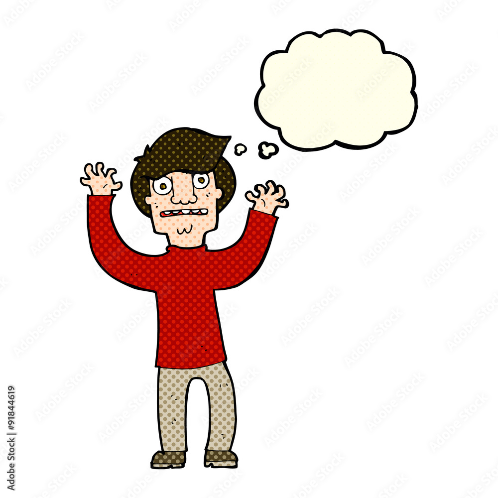 cartoon terrified man with thought bubble cartoon terrified man with thought bubble