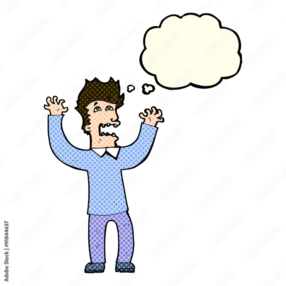 cartoon terrified man with thought bubble cartoon terrified man with thought bubble