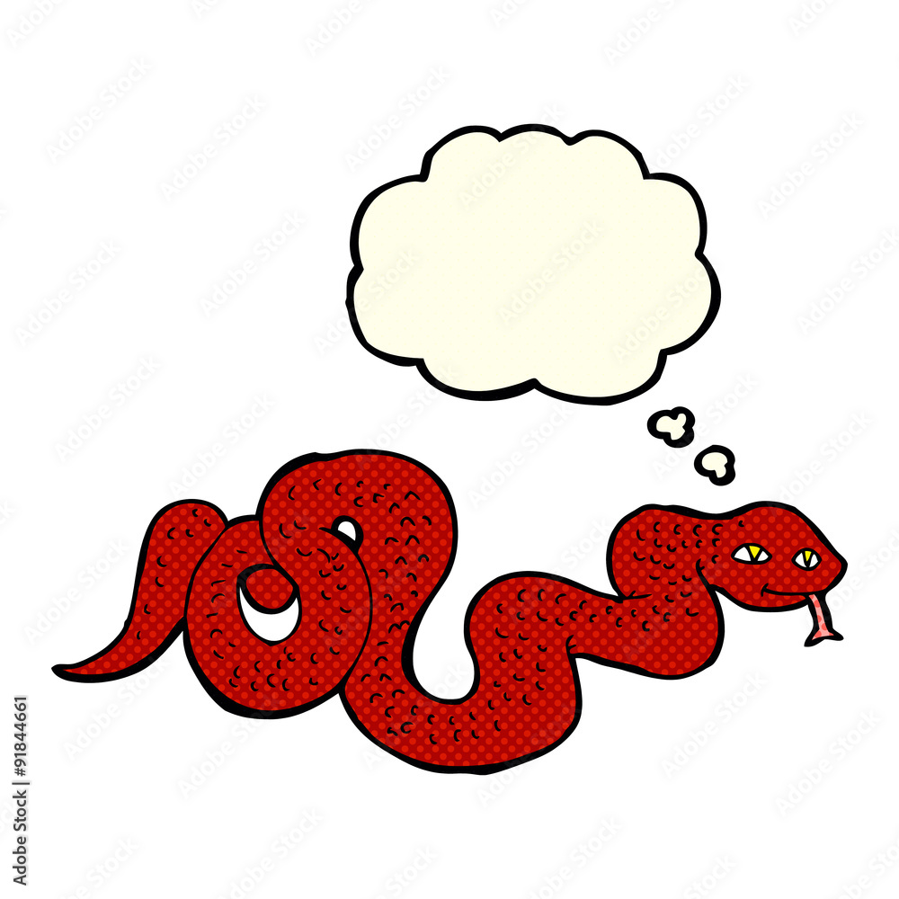 Obraz premium cartoon snake with thought bubble
