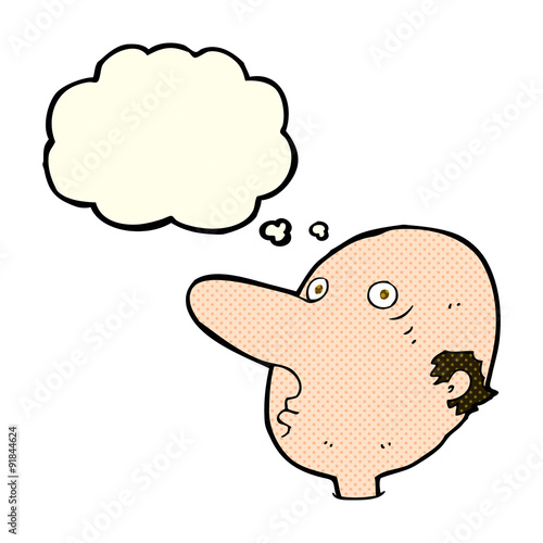 cartoon balding man with thought bubble