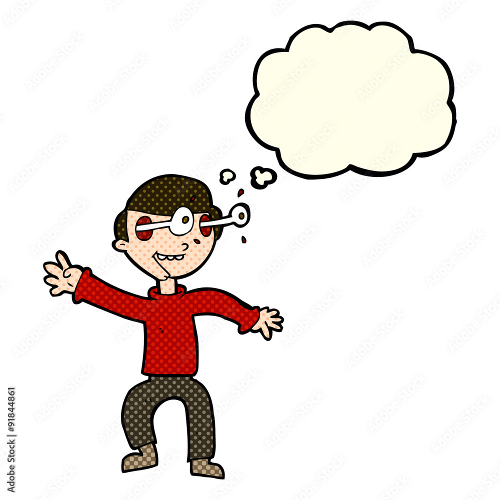cartoon amazed boy with thought bubble cartoon amazed boy with thought bubble