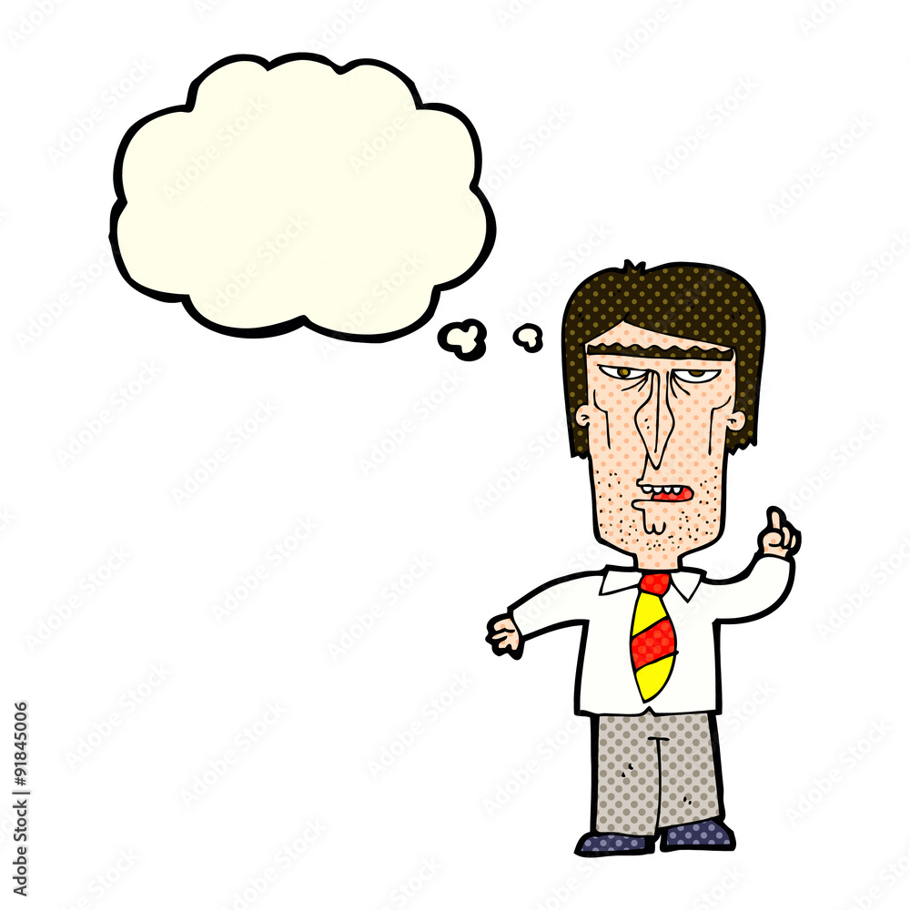 cartoon grumpy boss with thought bubble cartoon grumpy boss with thought bubble