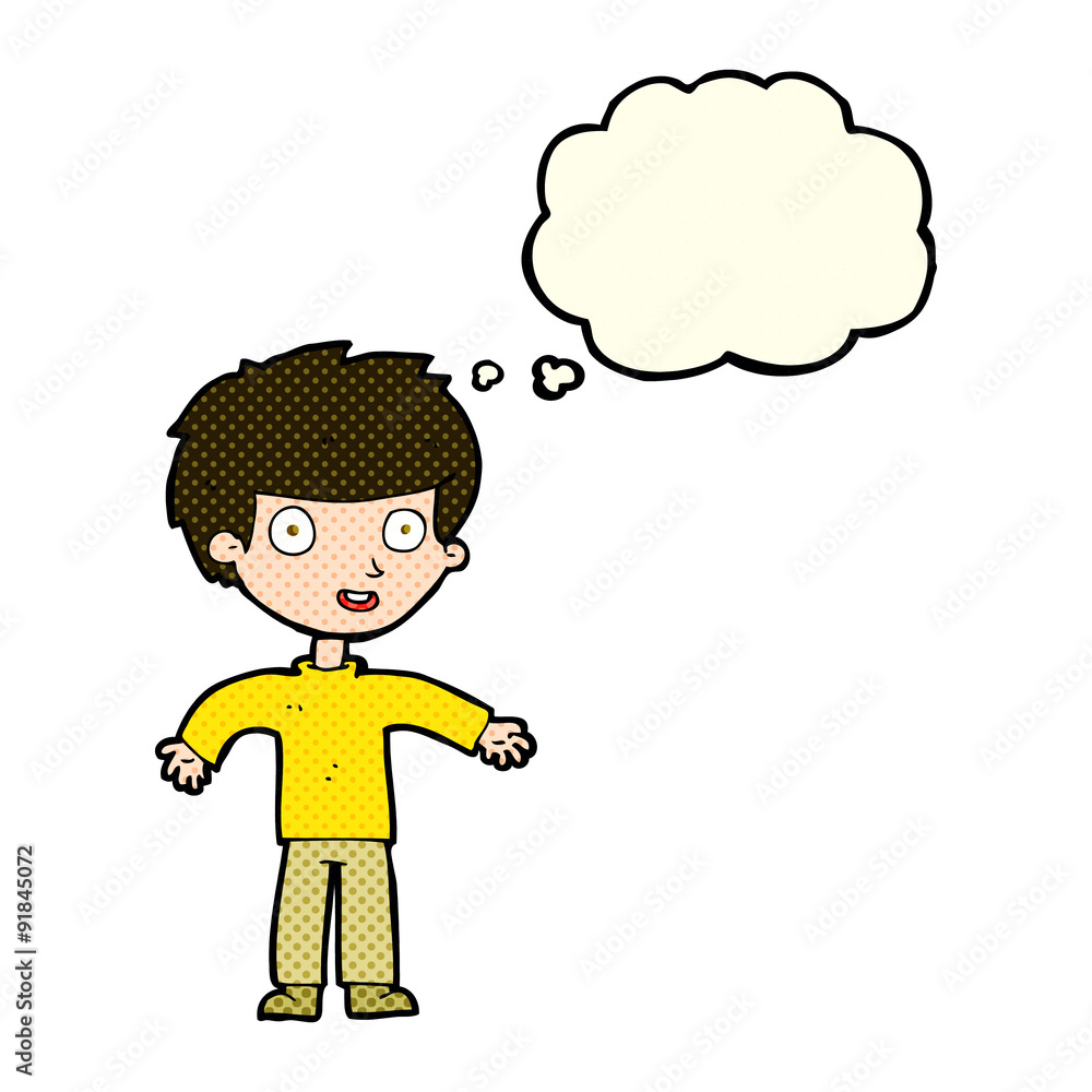 cartoon happy man with thought bubble cartoon happy man with thought bubble