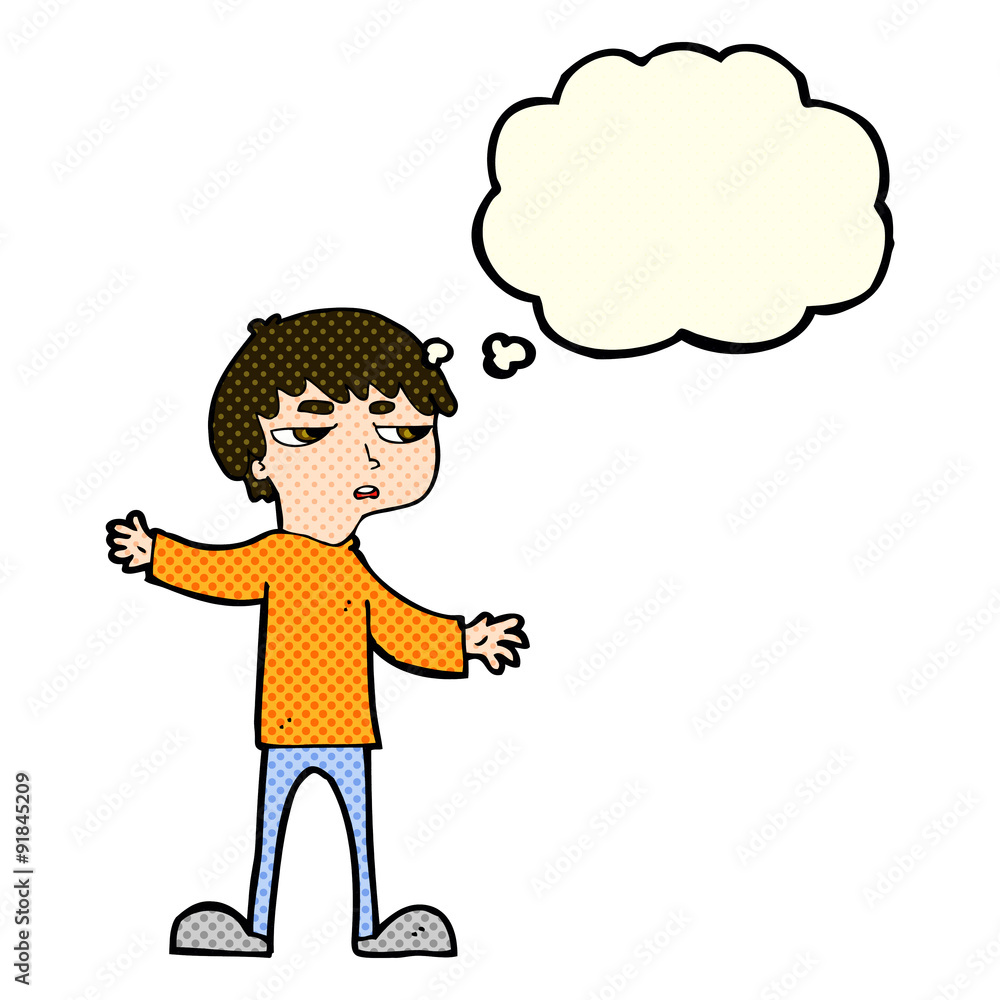 cartoon annoyed boy with thought bubble cartoon annoyed boy with thought bubble